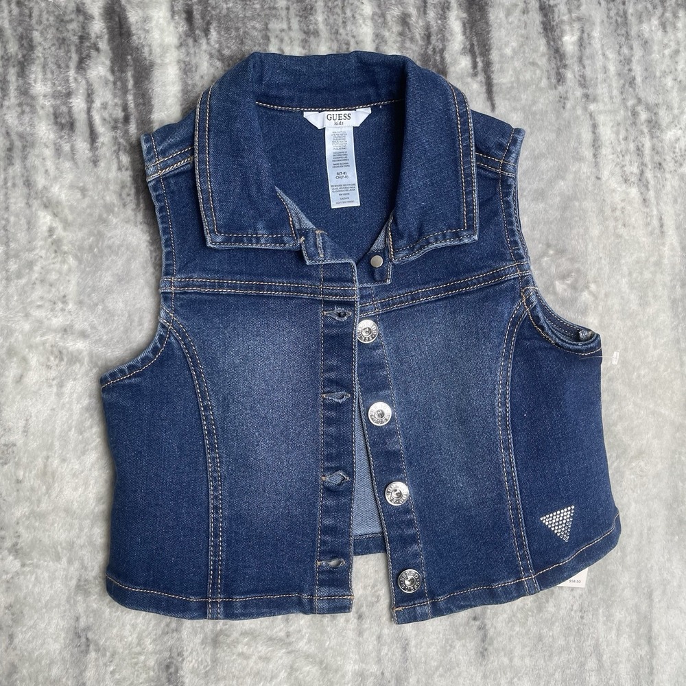 Guess Rhinestone Girls 8 Denim Vest W/ Tags